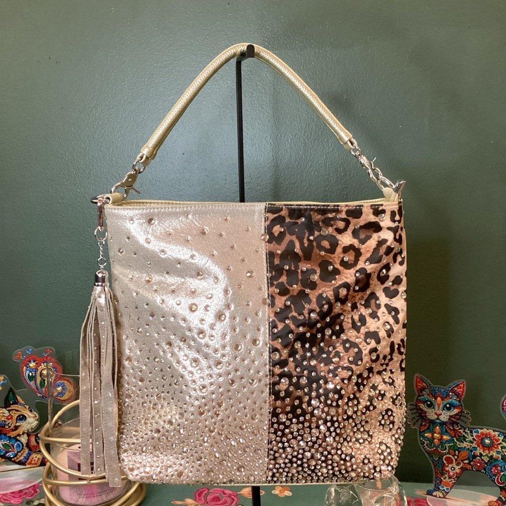 Gold and Leopard Print Women's Bag‎